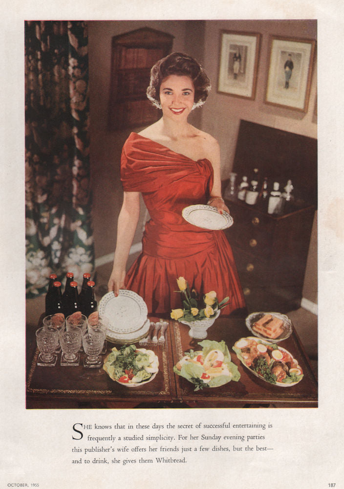 Whitbread beer. The secret of successful entertaining. Beer advert 1955 print